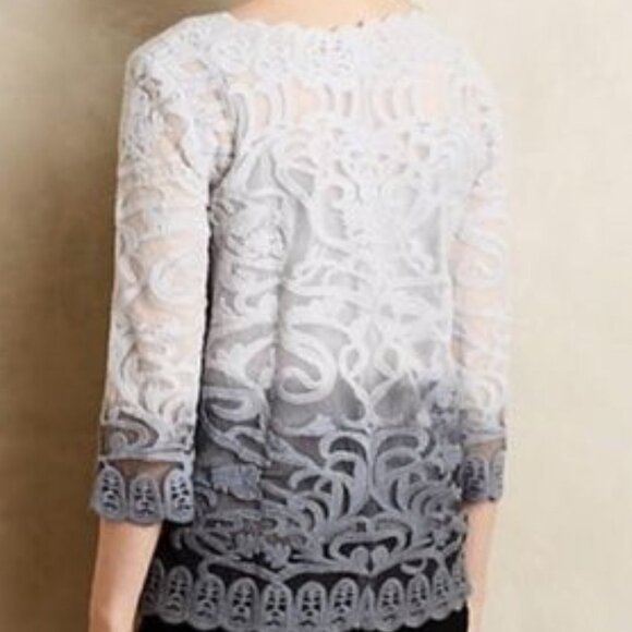 Meadow Rue grey ombré crocheted lace top - Picture 2 of 8